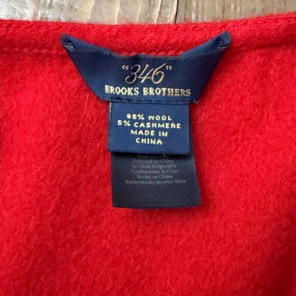 Brooks Brothers 346 Red Cashmere Wool Cape Wrap Poncho Shawl Sweater w/ Fringe - Picture 5 of 5